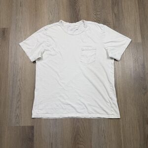 Imogene And Willie Shirt Mens Large White Solid Pocket Crewneck Tee Made USA